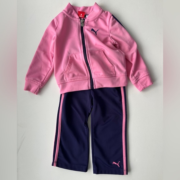 PUMA Girls Two-Piece & Joggers Set Athletic Casual - Blue/pink | Size 24M. - Picture 2 of 10